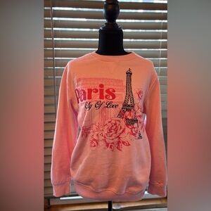 Paris City of Love Pink Sweater